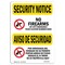 Signmission OSHA Security Sign, 3.5" Height, 5" Width, No Firearms By County Bilingual, Landscape, 10PK OS-SN-D-35-L-11605-10PK - alternate 1